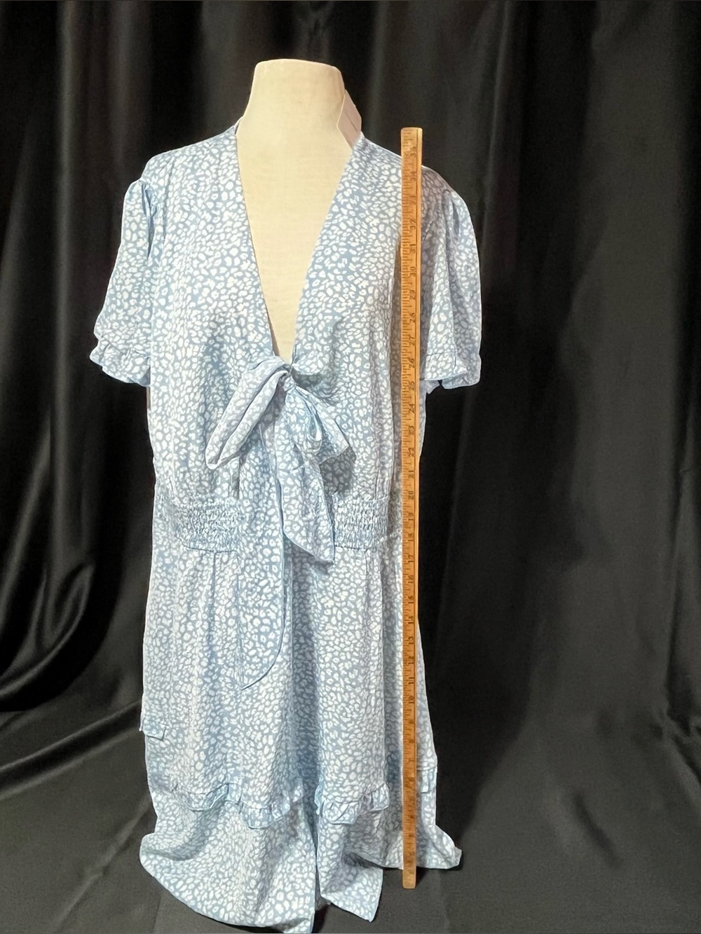 Light Blue Tie-Front Short Sleeve dress